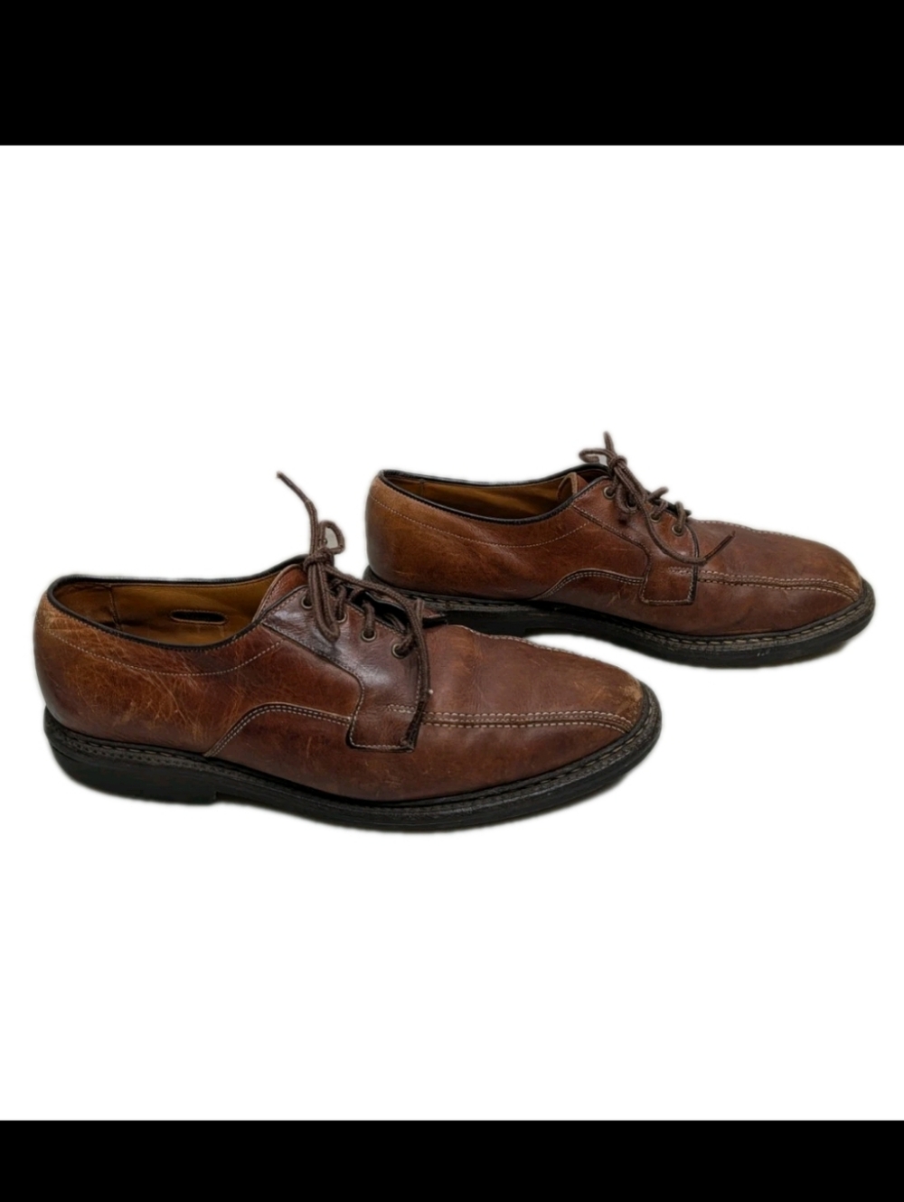 Allen Edmonds Mapleton Derby Shoes 10.5 Bicycle Toe Tan Brown Leather bxaz